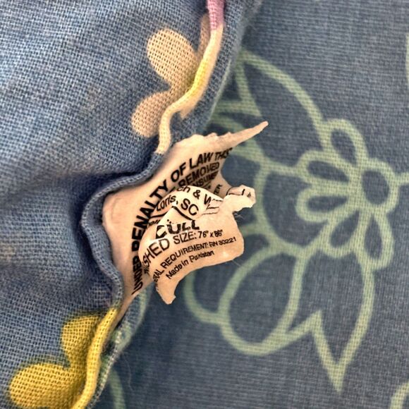 1980s Blue Paisley Full Comforter Sham Reversible Mod Patchwork Vintage Cottag - Picture 4 of 4